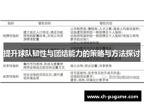 提升球队韧性与团结能力的策略与方法探讨