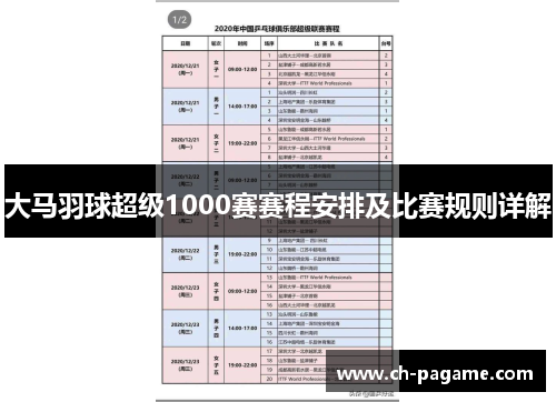 大马羽球超级1000赛赛程安排及比赛规则详解